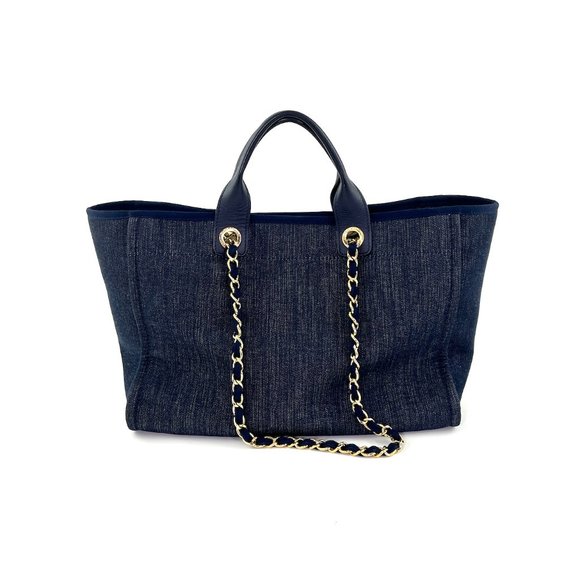 Sold on our website CHANEL Deauville Medium Denim Navy Shopping Tote Bag - Picture 3 of 11